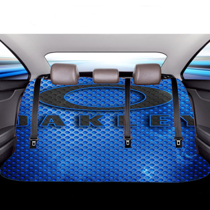 Blue Fiber Carbon Oakley Logo Wallpaper Car Back Rear Seat Covers