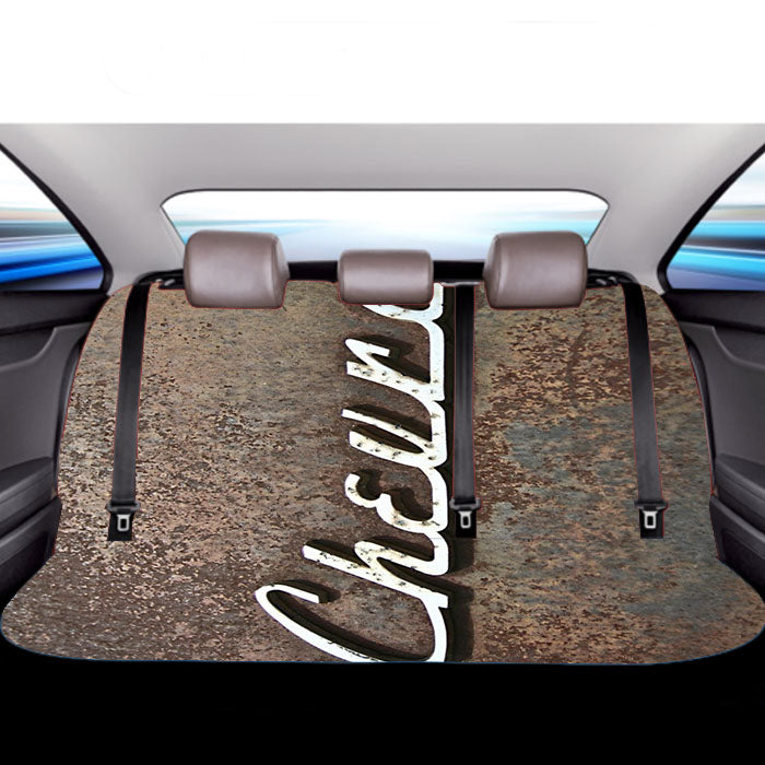 Chevy Chevrolet Vintage Metal Logo Car Back Rear Seat Covers