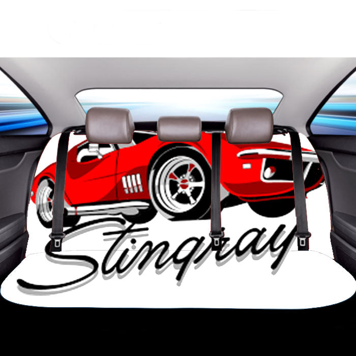 Chevy Red Car Cartoon Car Back Rear Seat Covers