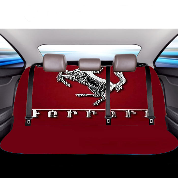 Ferrari In Red Background Car Back Rear Seat Covers