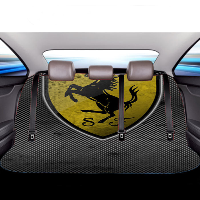 Ferrari Logo Black Grey Texture Car Back Rear Seat Covers