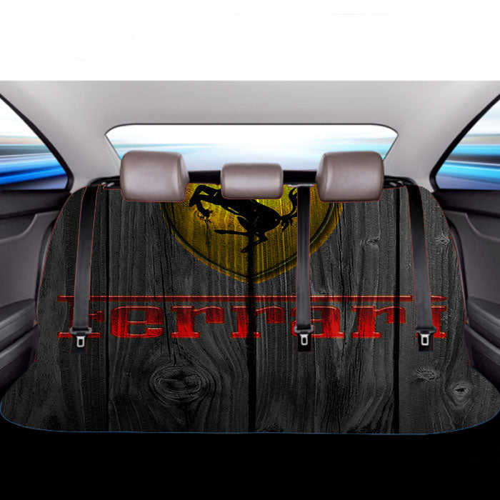 Ferrari Luxury Car Logo Dark Wood Wallpaper Car Back Rear Seat Covers