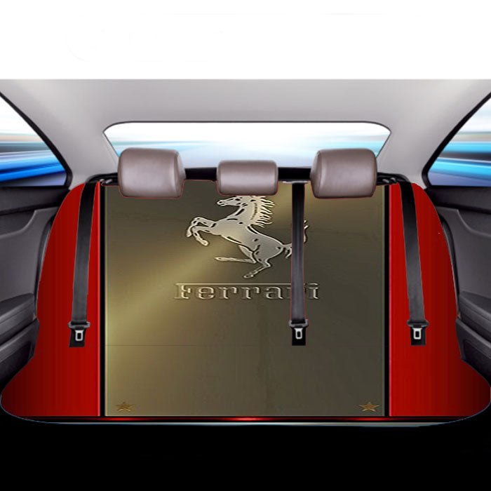 Ferrari Luxury Red Gold Car Back Rear Seat Covers
