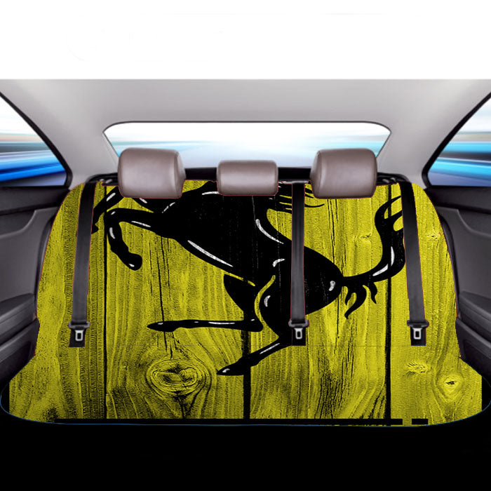 Full Ferrari Logo Dark Wood Wallpaper Car Back Rear Seat Covers