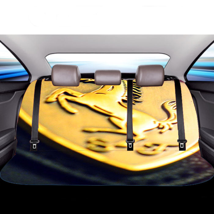 Gold Ferrari Logo Art Car Back Rear Seat Covers