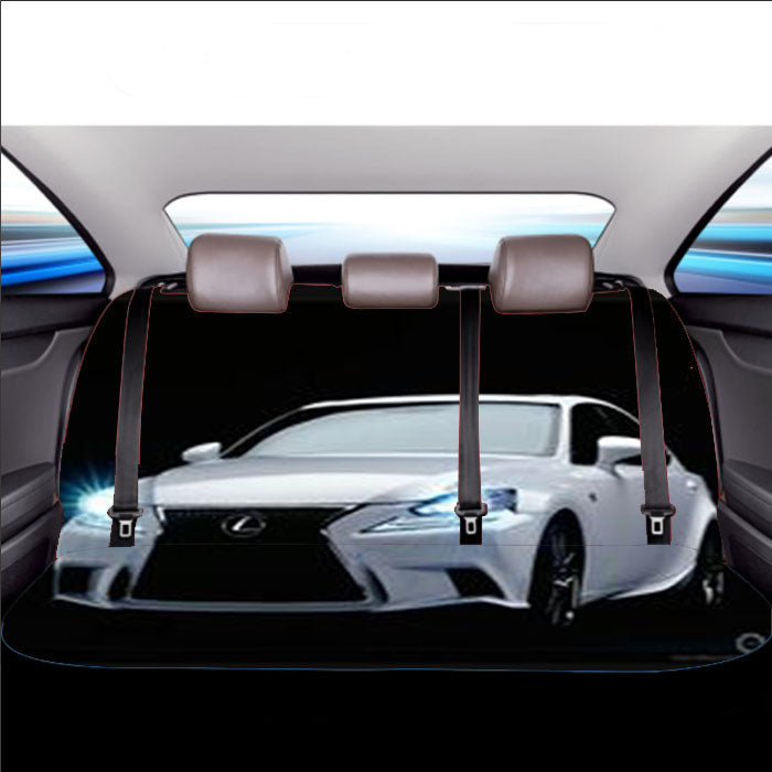Lexus White Car Gold Logo Car Back Rear Seat Covers