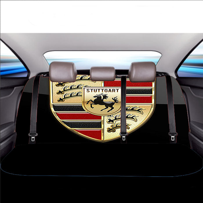 Porsche Badge Logo On Black Serge Ver Bukh Car Back Rear Seat Covers