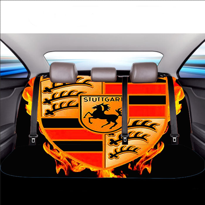 Porsche Logo Decals Fire Car Back Rear Seat Covers