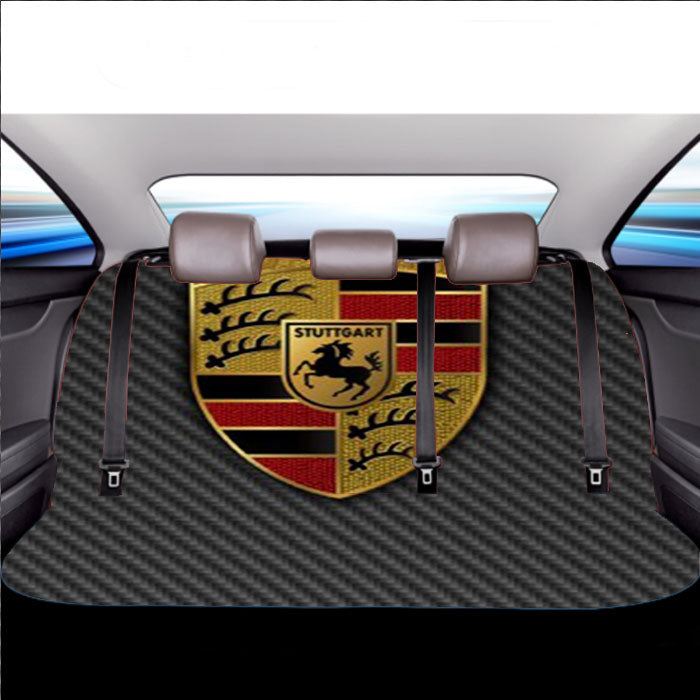 Porsche Logo Grey Car Back Rear Seat Covers