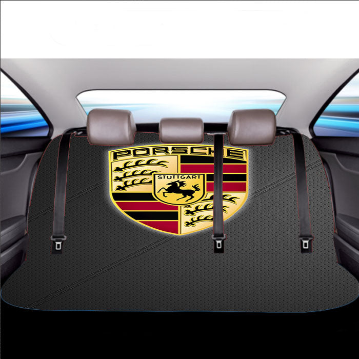 Porsche Logo Leather Car Back Rear Seat Covers