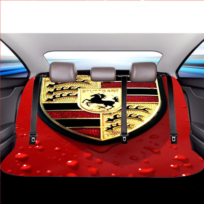 Porsche Logo Red Car Back Rear Seat Covers