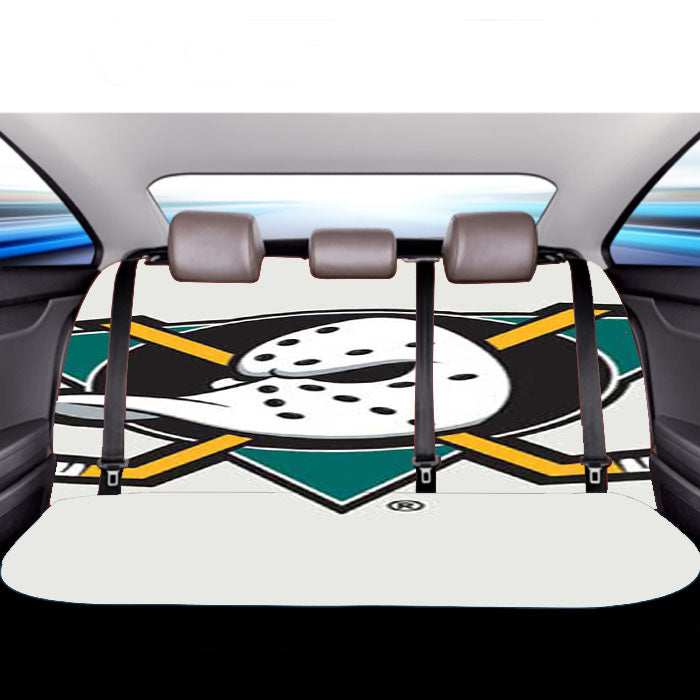 Anaheim Ducks Logo On White Car Back Rear Seat Covers