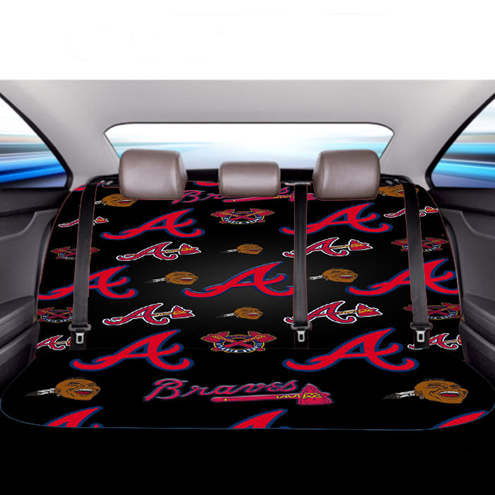 Atlanta Braves Logo Pattern Black Car Back Rear Seat Covers