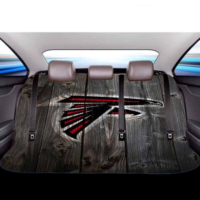 Atlanta Falcons Nfl Logo Dark Wood Wallpaper Car Back Rear Seat Covers