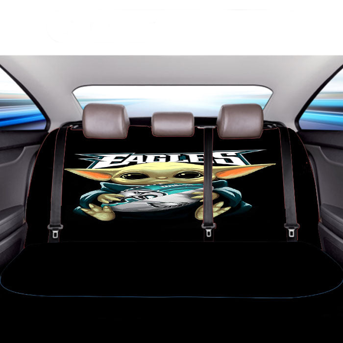 Baby Yoda Hug Philadelphia Eagles Mandalorian Car Back Rear Seat Covers