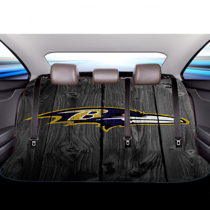 Baltimore Ravens Nfl Logo Dark Wood Wallpaper Car Back Rear Seat Covers
