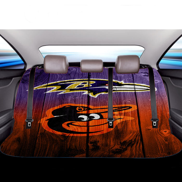 Baltimore Ravens Nfl Orioles Mlb Logo Dark Wood Car Back Rear Seat Covers