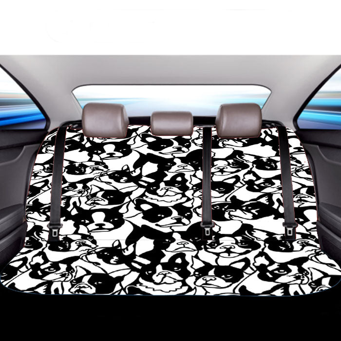 Black White Boston Terrier Pattern Car Back Rear Seat Covers