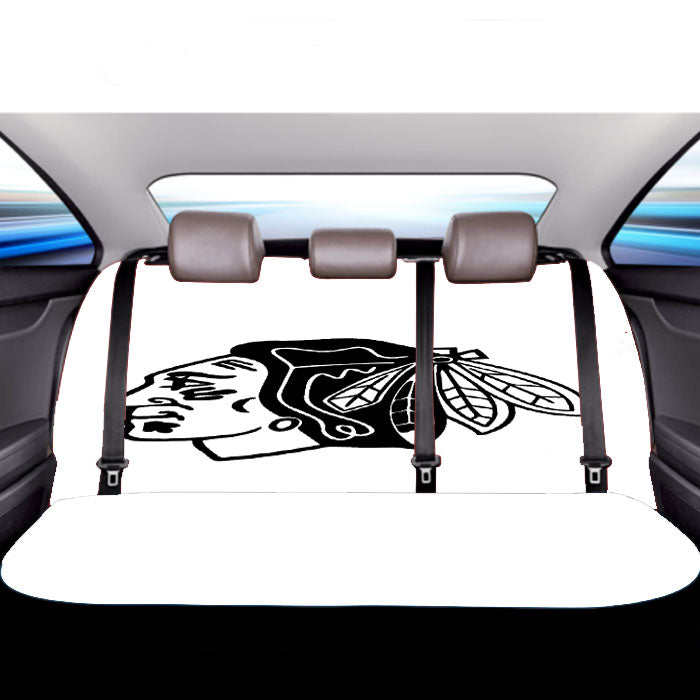 Black White Chicago Blackhawks Logo Car Back Rear Seat Covers