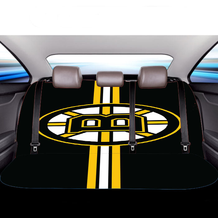 Black Yellow Boston Bruins Logo Car Back Rear Seat Covers