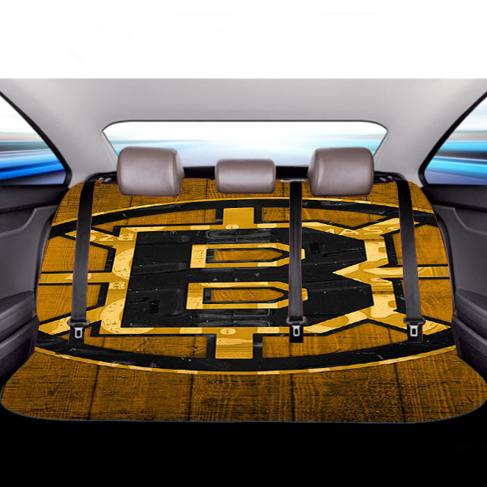 Boston Bruins Art Wood Texture Logo Car Back Rear Seat Covers