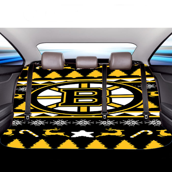 Boston Bruins Christmas Sweater Car Back Rear Seat Covers