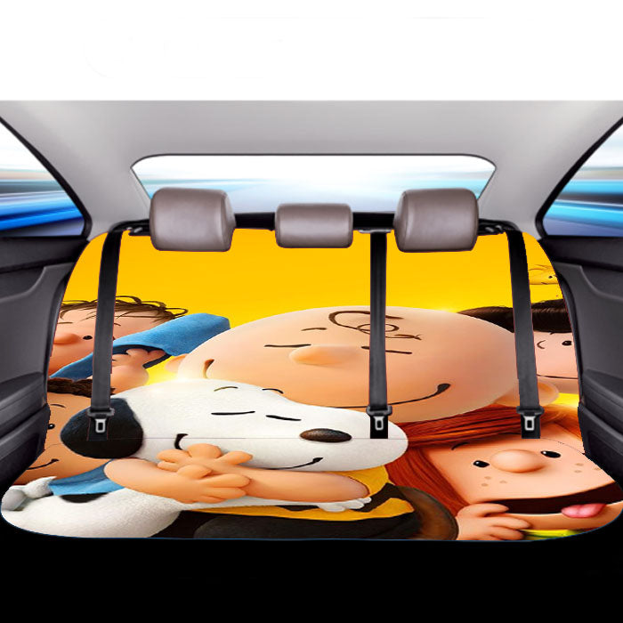 Charlie Brown And Snoopy Hugs The Peanuts Movie Poster Car Back Rear Seat Covers