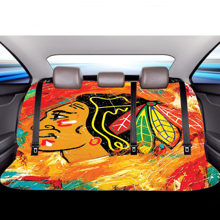 Chicago Blackhawks Abstract Art Car Back Rear Seat Covers