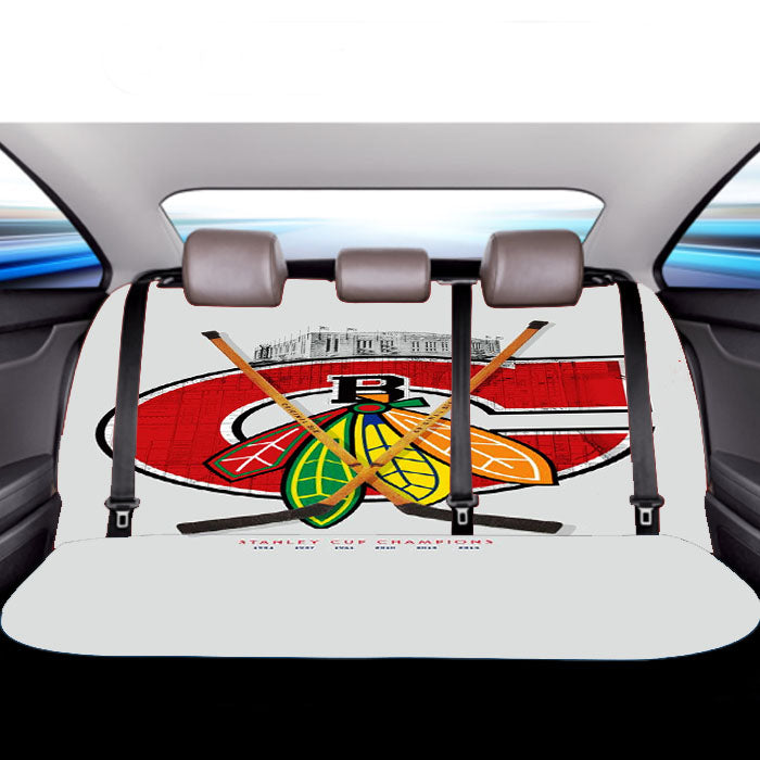 Chicago Blackhawks Stanley Cup Champions Car Back Rear Seat Covers