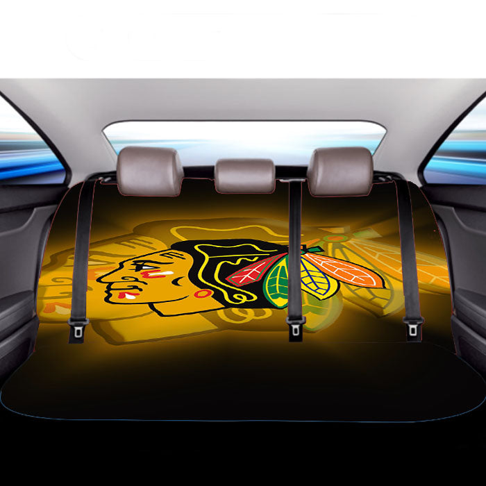 Chicago Blackhawks Yellow Silhouette Car Back Rear Seat Covers