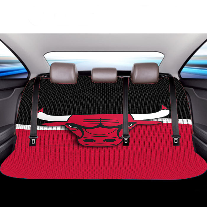 Chicago Bulls Logo Red Black Fiber Texture Wallpaper Car Back Rear Seat Covers