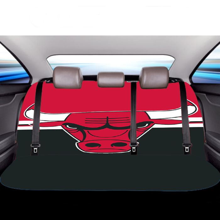 Chicago Bulls Logo Red Black Wallpaper Car Back Rear Seat Covers