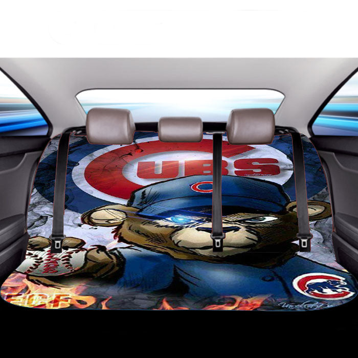 Chicago Cubs Bear Art Car Back Rear Seat Covers