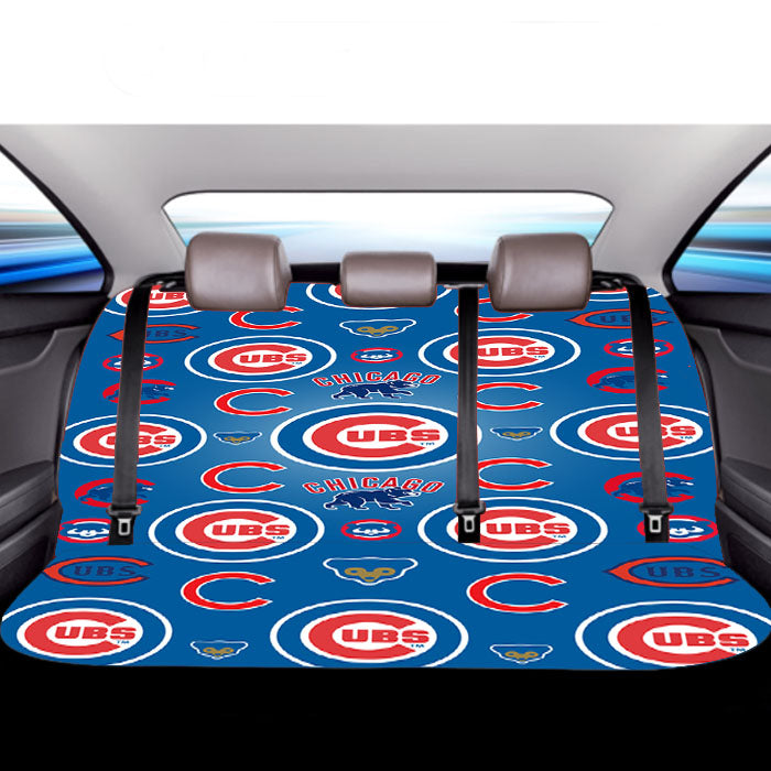 Chicago Cubs Logo Pattern Blue Car Back Rear Seat Covers