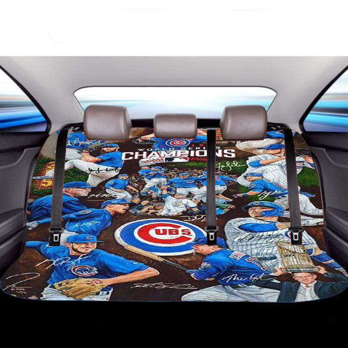 Chicago Cubs Pattern Player Car Back Rear Seat Covers