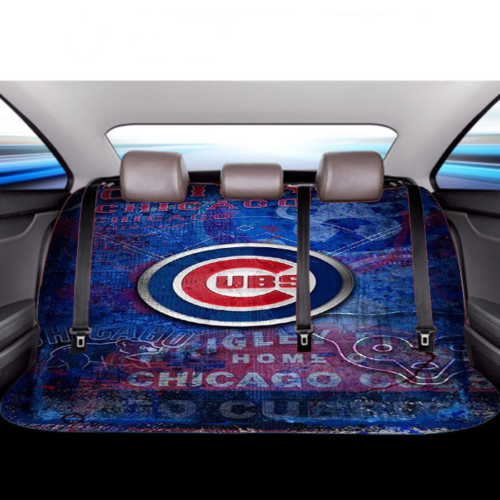 Chicago Cubs Texture Wall Car Back Rear Seat Covers