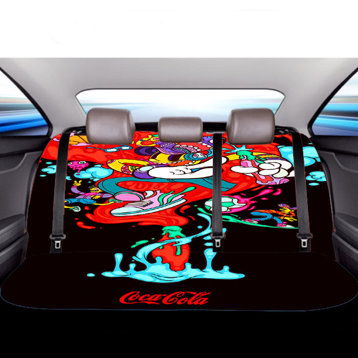 Coca Cola Art Doodle Drink Car Back Rear Seat Covers