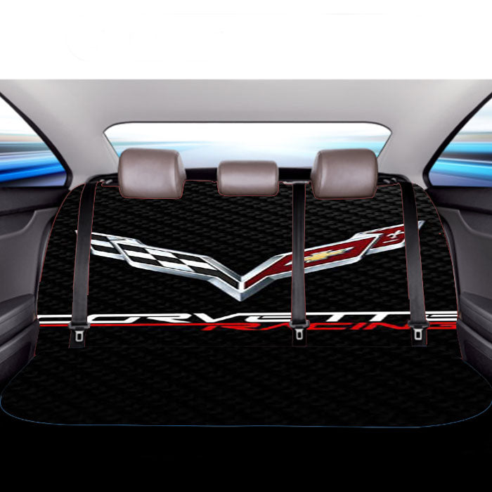 Corvette Logo Carbon Car Back Rear Seat Covers