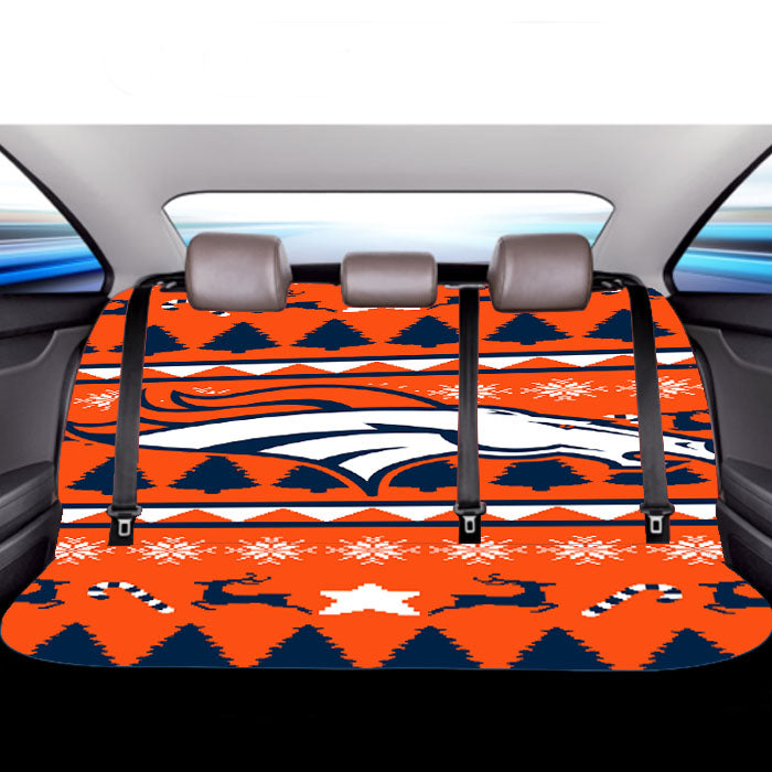 Denver Broncos Christmas Sweater Car Back Rear Seat Covers
