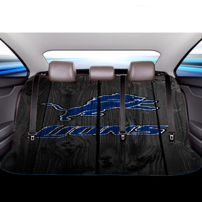 Detroit Lions Nfl Logo Dark Wood Wallpaper Car Back Rear Seat Covers
