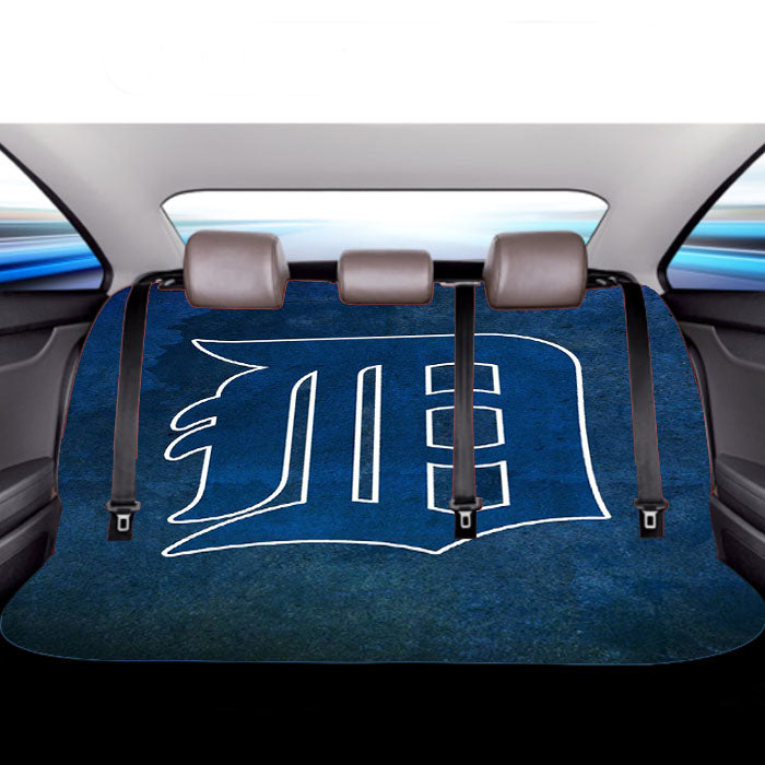 Detroit Logo Blue Car Back Rear Seat Covers