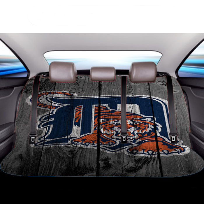 Detroit Tigers Mlb Logo Dark Wood Wallpaper Car Back Rear Seat Covers