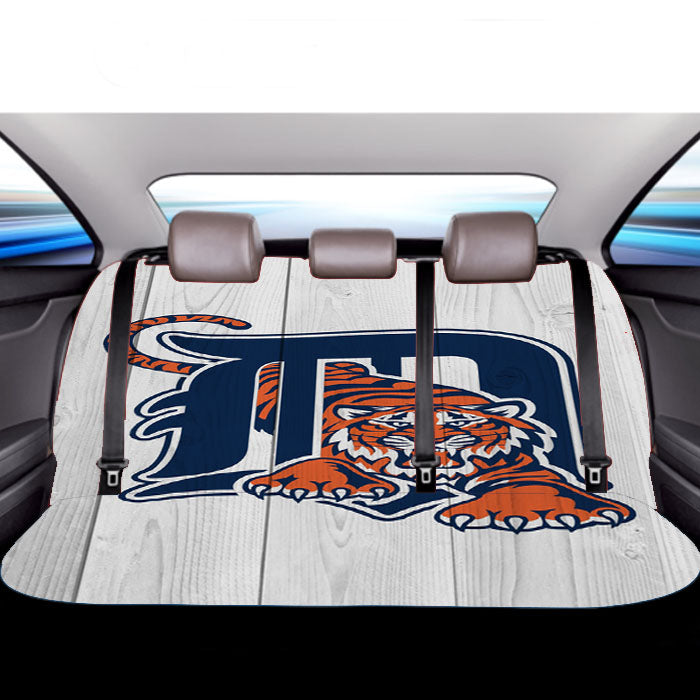 Detroit Tigers Mlb Logo White Wood Wallpaper Car Back Rear Seat Covers