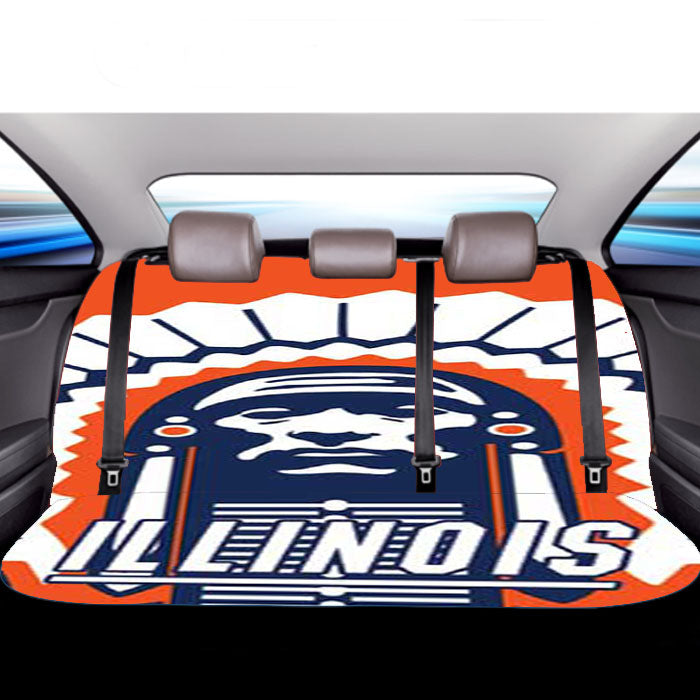 Fighting Illini Logo Orange Car Back Rear Seat Covers