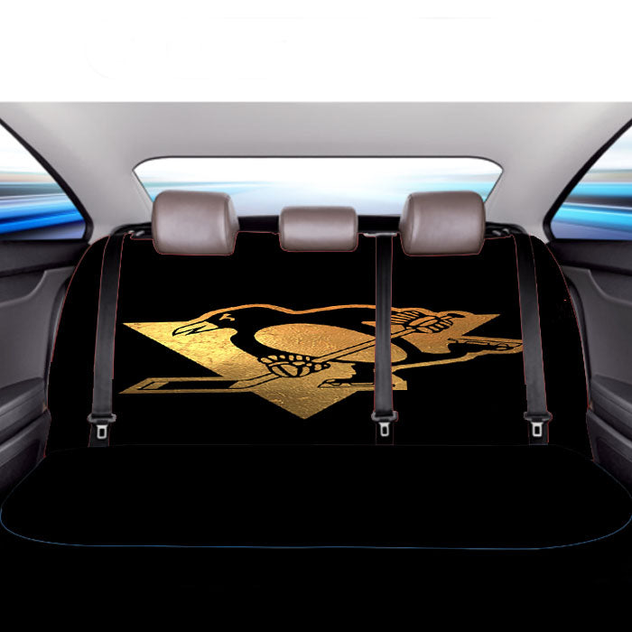 Gold Pittsburgh Penguin Logo Car Back Rear Seat Covers