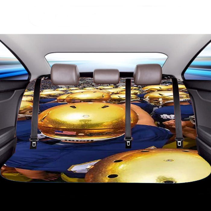 Golden Notre Dame Football Helmet Car Back Rear Seat Covers