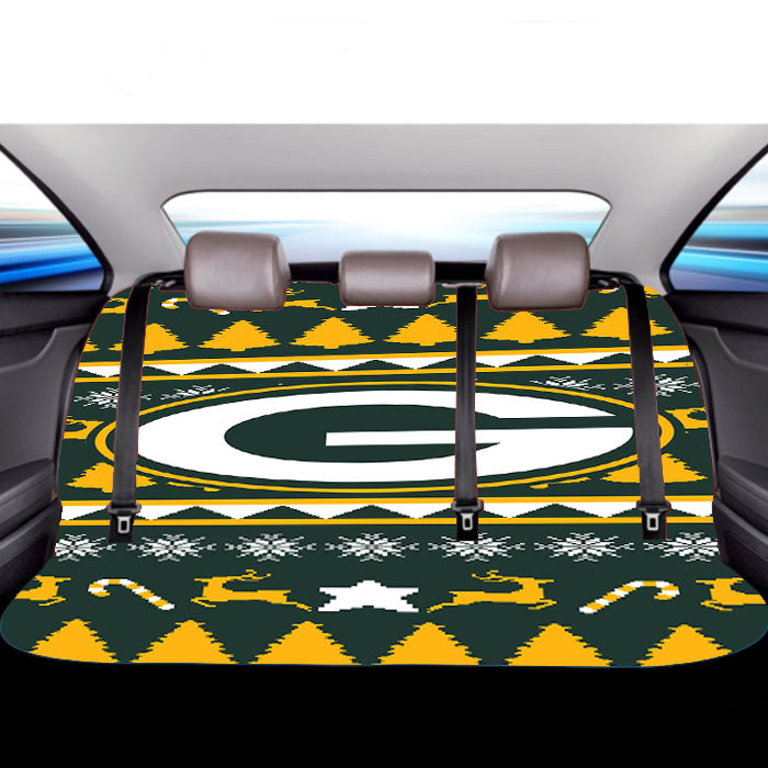 Green Bay Packers Christmas Sweater Car Back Rear Seat Covers