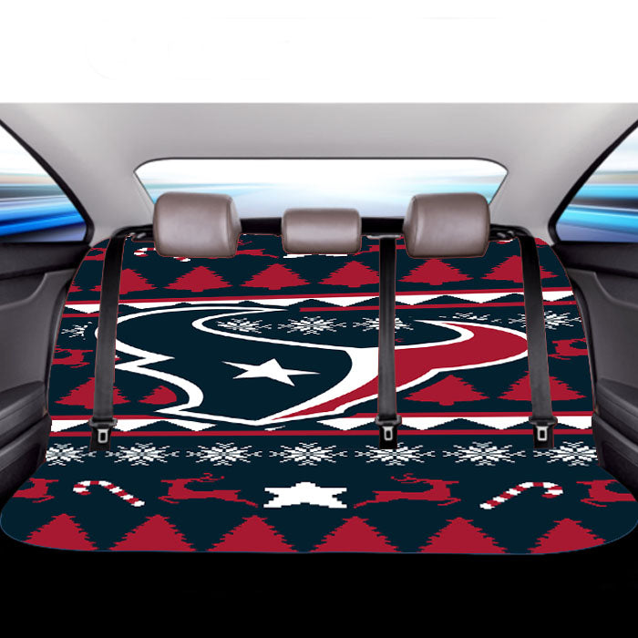 Houston Texans Christmas Sweater Car Back Rear Seat Covers