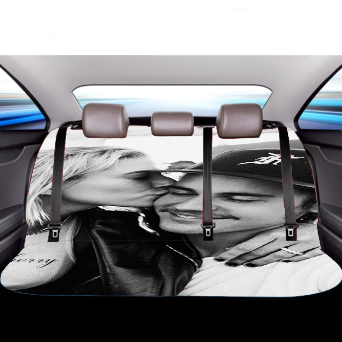 Justin Bieber Hailey Baldwin Kiss Car Back Rear Seat Covers