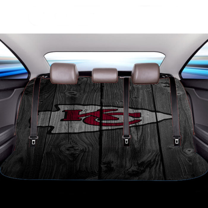 Kansas City Chiefs Nfl Logo Dark Wood Wallpaper Car Back Rear Seat Covers